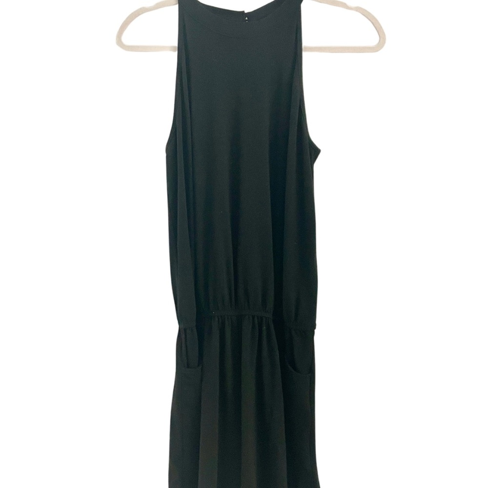 Black Sleeveless Romper Shorts one piece elastic waist pockets 90s y2k Summer